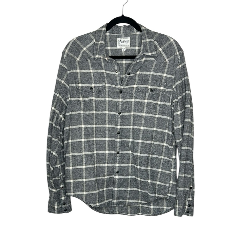LUCKY BRAND Western Snap Front Flannel Saturday Stretch Casual Shirt size Medium